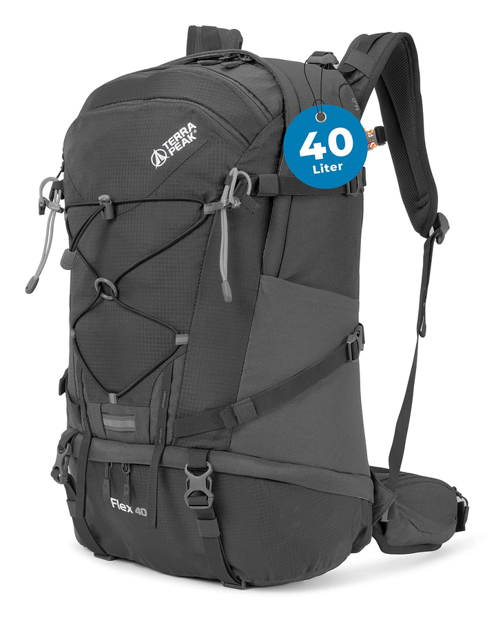 Terra Peak® Premium Wanderrucksack 40L (FLEX 40) für Damen & Herren gross mit Rückenbelüftung, Regen