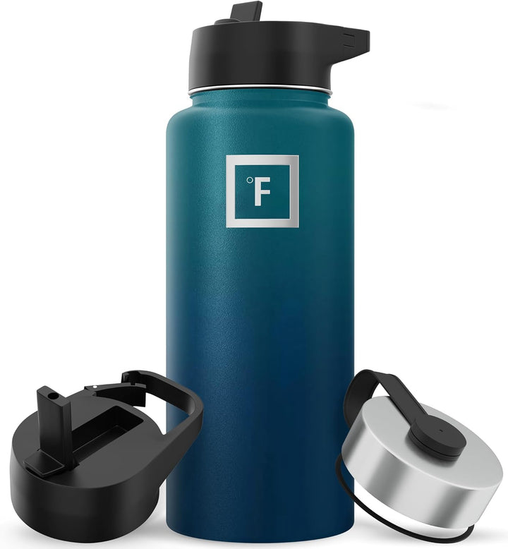 Edelstahl Trinkflasche mit Strohhalm - 650/950/1200/1800 ml - Kohlensäure Geeignet Auslaufsicher Dop