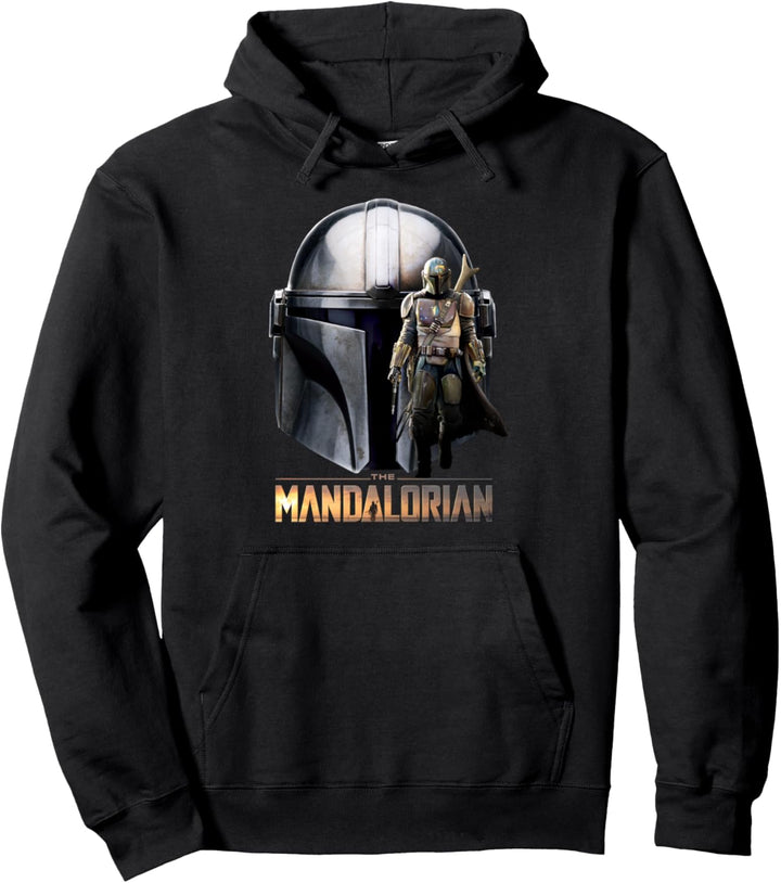 Star Wars The Mandalorian Helmet Portrait Mashup Pullover Hoodie