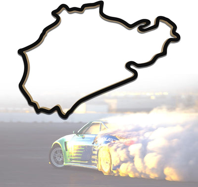 Racetrackart Holzskulptur Deko – Rennstrecke Nürburgring Nordschleife, Wandverzierung, 46 cm, Holzsk