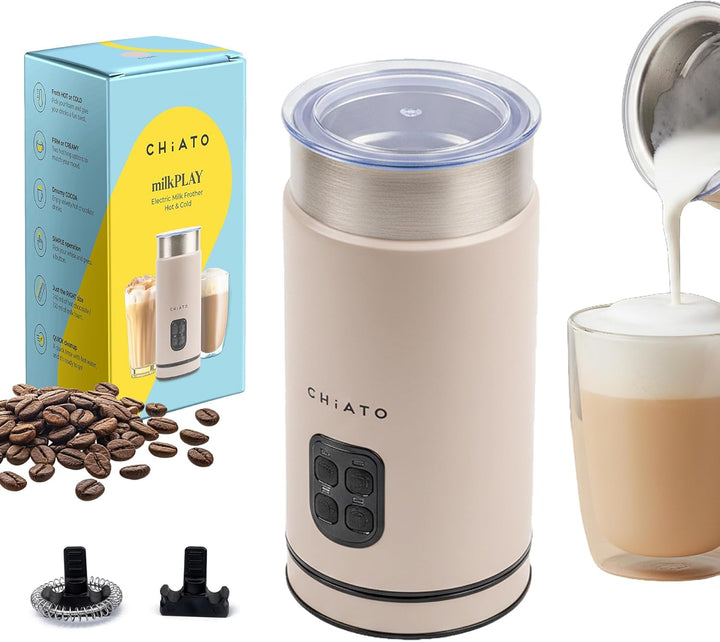 milkPLAY Milchaufschäumer Elektrisch & Milchschäumer - 4- in-1 Milk Frother, Milchkocher & Milchwärm