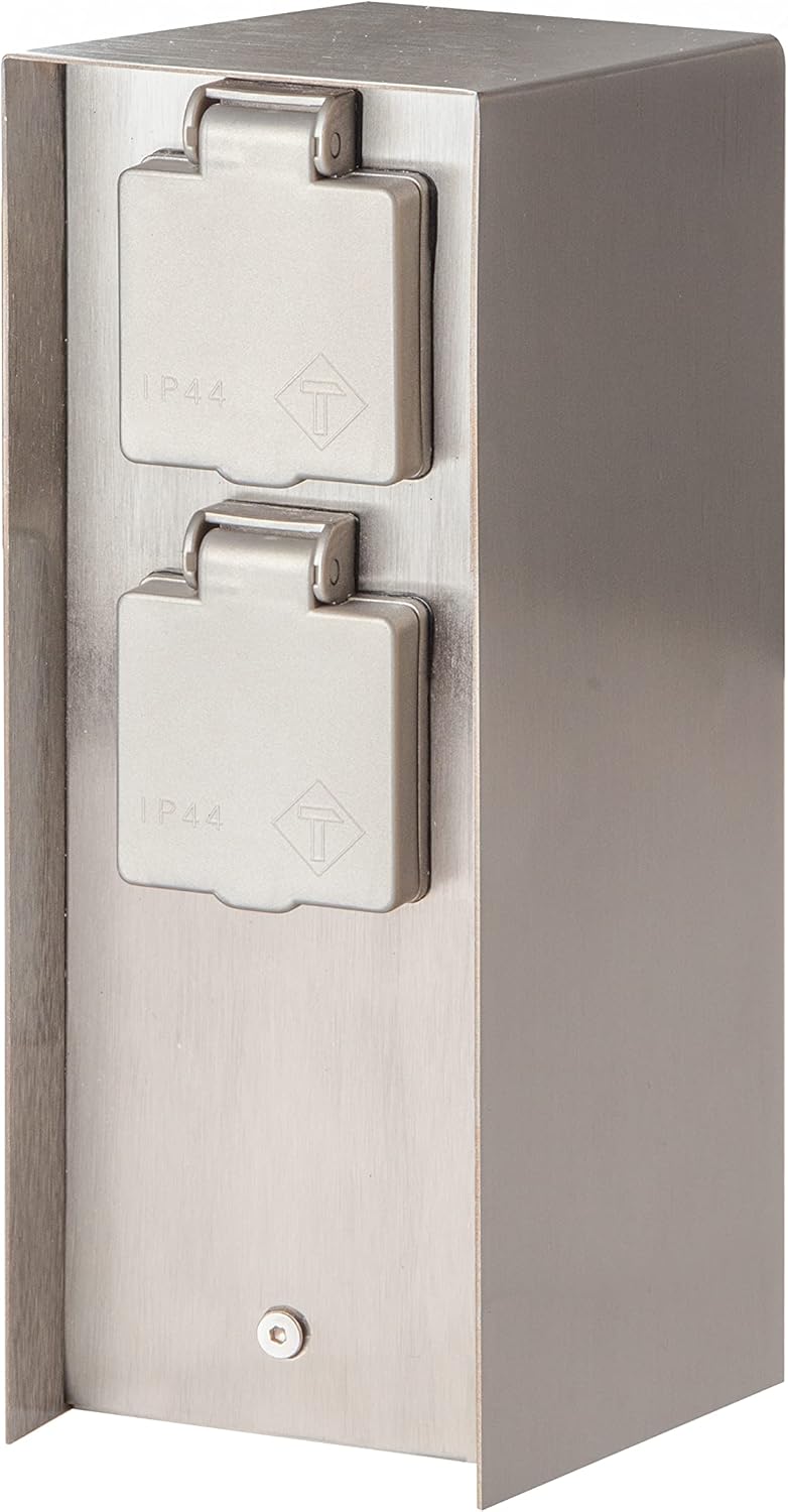 BOLD Orio smarte Aussen-Steckdose-Garten (Steckdosen-Säule) mit 3-Fach Stecker Edelstahl (Smart Home
