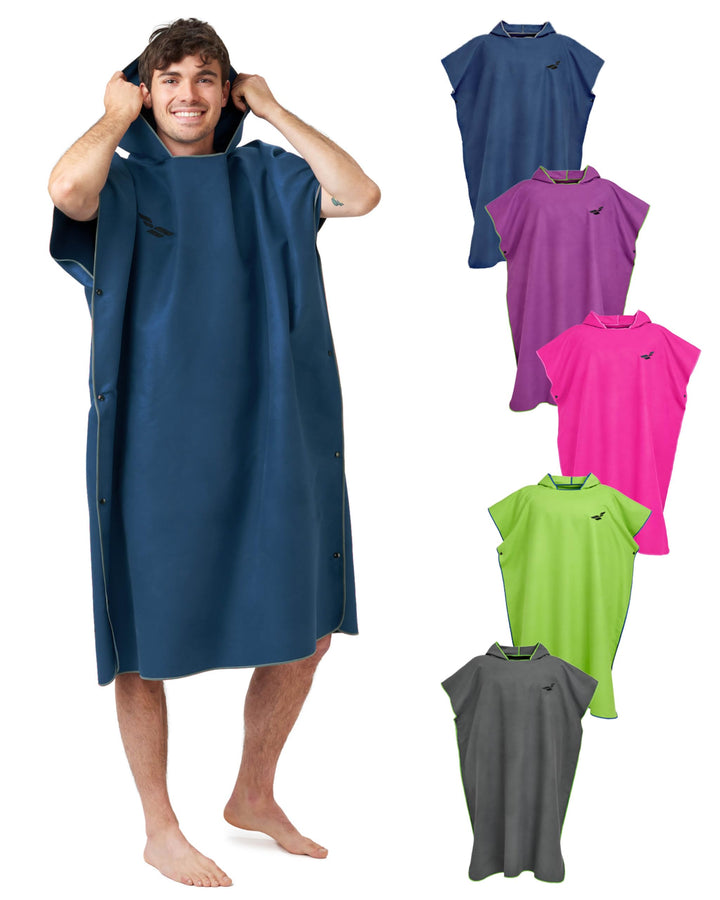 Fit-Flip Strandponcho für Erwachsene mit Kapuze - schnelltrocknend, kompakt und Ultraleicht - Badepo