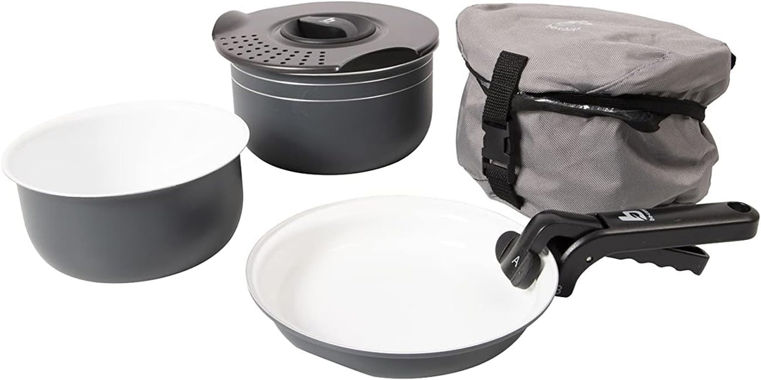 Bo-Camp Keramik Kochset 5-teilig Alu Camping Koch Geschirr Topf Antihaft Pfanne