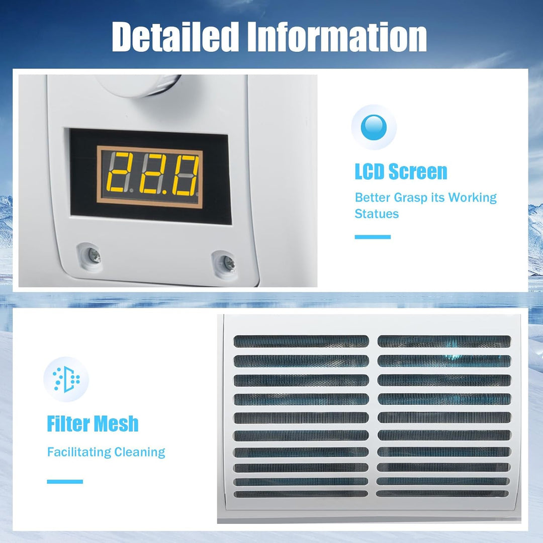 12V LKW Klimaanlage mit LCD Display, 100W Auto Split Klimagerät mit 3 Stufen & Temp Regler, Wandklim
