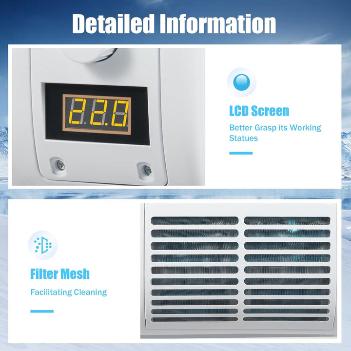 12V LKW Klimaanlage mit LCD Display, 100W Auto Split Klimagerät mit 3 Stufen & Temp Regler, Wandklim