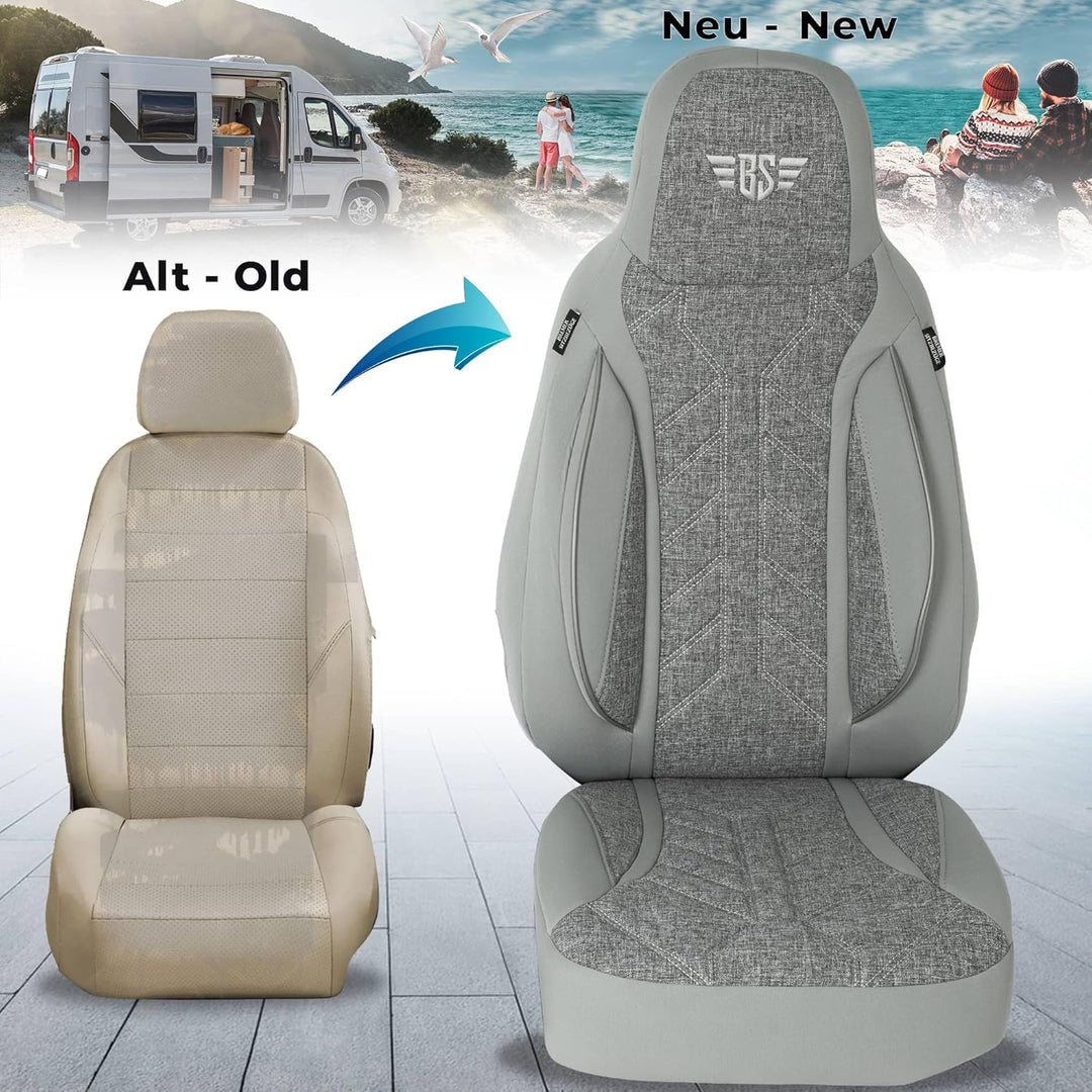 BREMER SITZBEZÜGE Wohnmobil Schonbezüge für FIAT Ducato Jumper Boxer PLKT208 PLKT208 - Grau, PLKT208