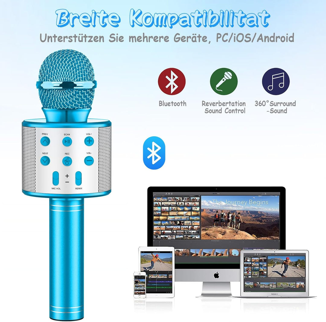 Karaoke Mikrofon Kinder, Drahtloses Bluetooth Mikrofon mit LED, Geschenke Mädchen Teenager Mädchen J