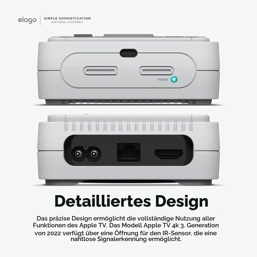 elago T4 Case Hülle Kompatibel mit Apple TV 4K 3. Generation (2022) - Mit IR Sensor Ausschnitt und L