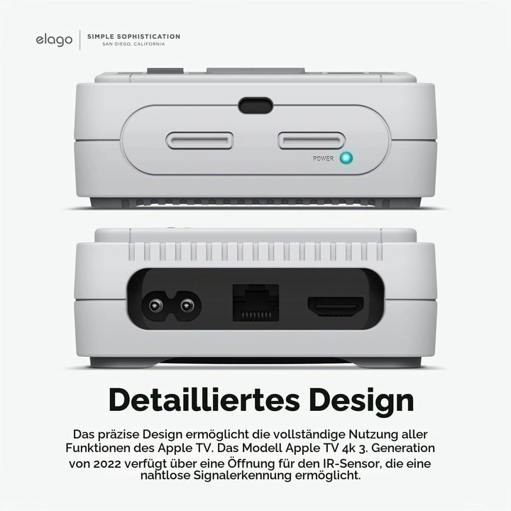 elago T4 Case Hülle Kompatibel mit Apple TV 4K 3. Generation (2022) - Mit IR Sensor Ausschnitt und L