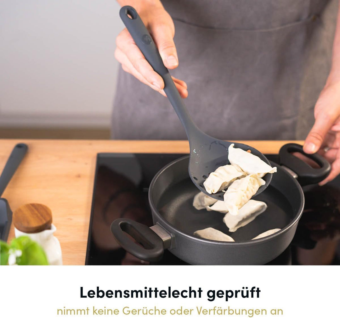 Hoffmann Küchenhelfer-Set, Anthrazit, Silikon-Edelstahlkern, Spülmaschinenfest, Hitzebeständig, Anti