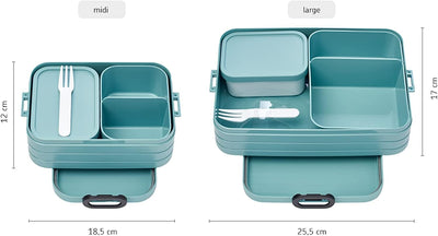 Mepal 2-tlg Bento-Lunchboxen Set Klein/Gross Take A – Brotdose mit Fächern, geeignet für bis zu 4 BZ