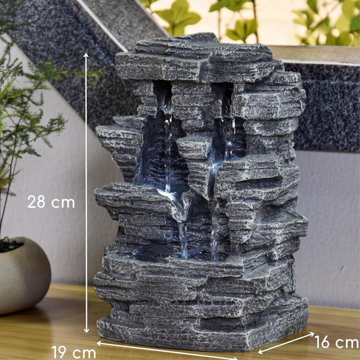 Zen'Light Innenbrunnen Nature Cascade Effect Stone Felslicht Weiss, Geschenkidee, bewegliche Innenau