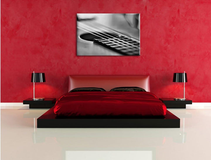 Monocrome, Gitarrensaiten, Format: 100x70 auf Leinwand, XXL riesige Bilder fertig gerahmt mit Keilra