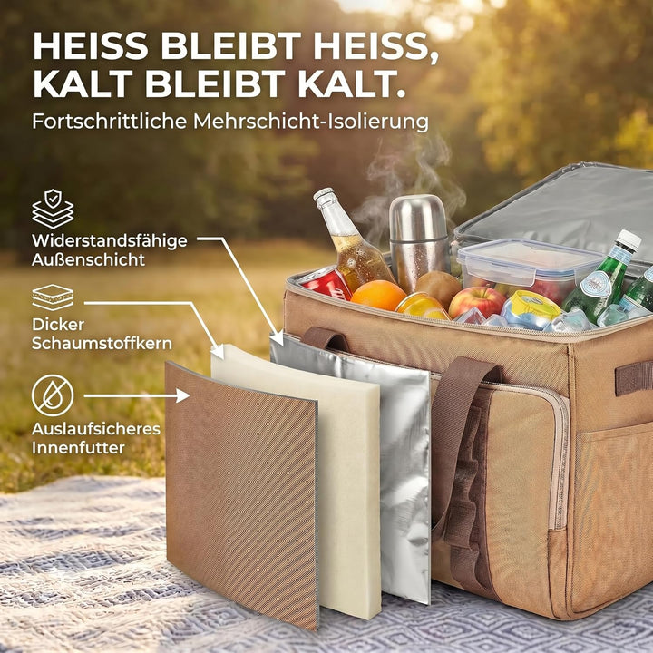 XXL Kühltasche iolierte Getränke & Snack-Tasche Isotasche Picknick-Tasche für Camping Reisen Urlaub