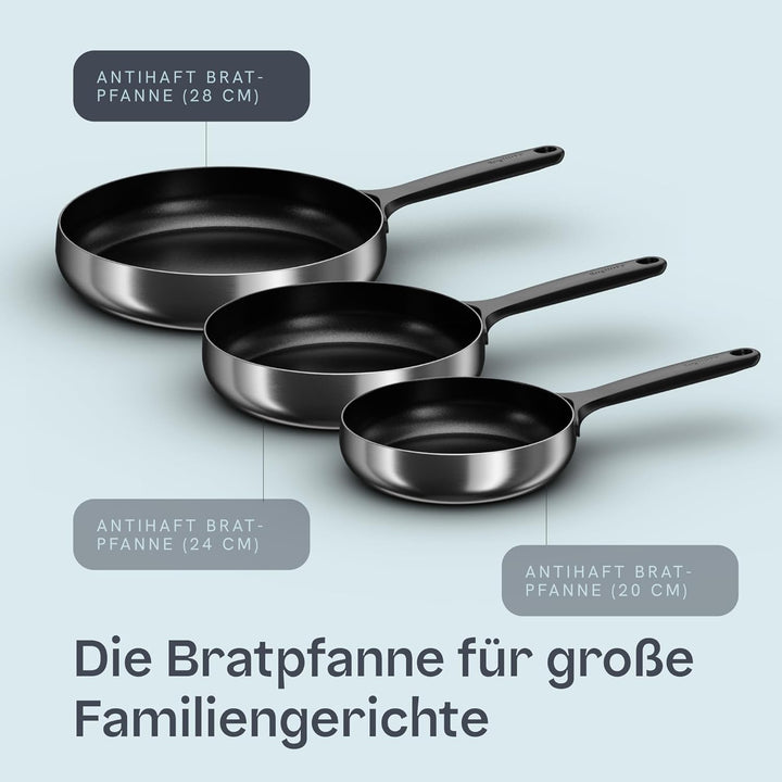 Berghoff Home Edelstahl Bratpfanne 28cm – Antihaft-Pfanne ohne PFAS – beschichtete Universalpfanne f