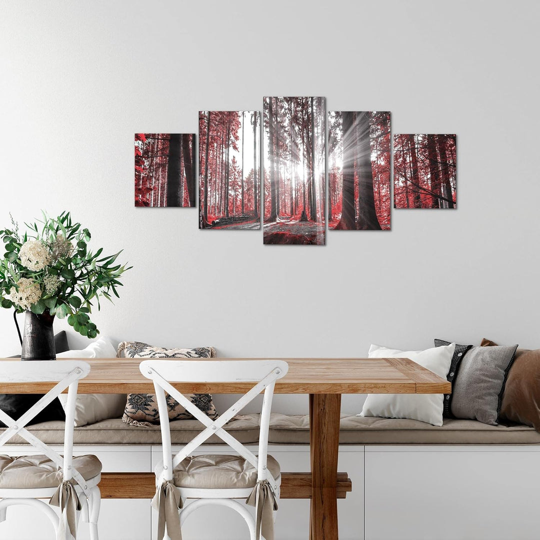 Runa Art Wandbilder Wald Landschaft 5 Teilig Bild auf Vlies Leinwand Deko Schlafzimmer Wohnzimmer So