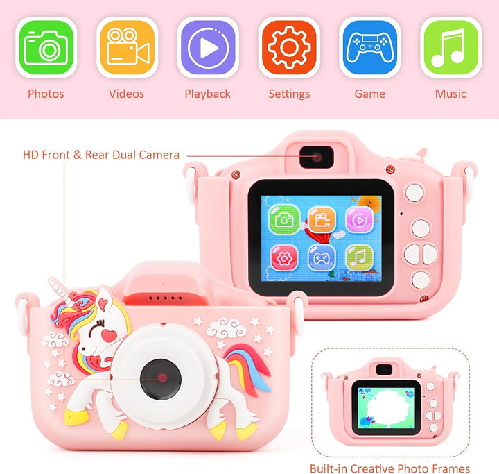 Digitalkamera, MXTIMWAN 1080P HD Kamera, 2,0”-Bildschirm Anti-Drop Fotoapparat, mit 32GB TF-Karte, f
