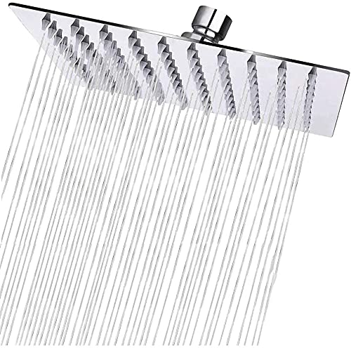 Duschkopf Regendusche 20x20cm, Regenduschkopf 8 Zoll Eckig aus Edelstahl, Selbstreinigende Regendusc