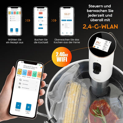 INKBIRD WiFi Sous Vide Stick ISV-101W, 1000 Watt Sous Vide, 3D-Wasserzirkulationserhitzung mit App-V