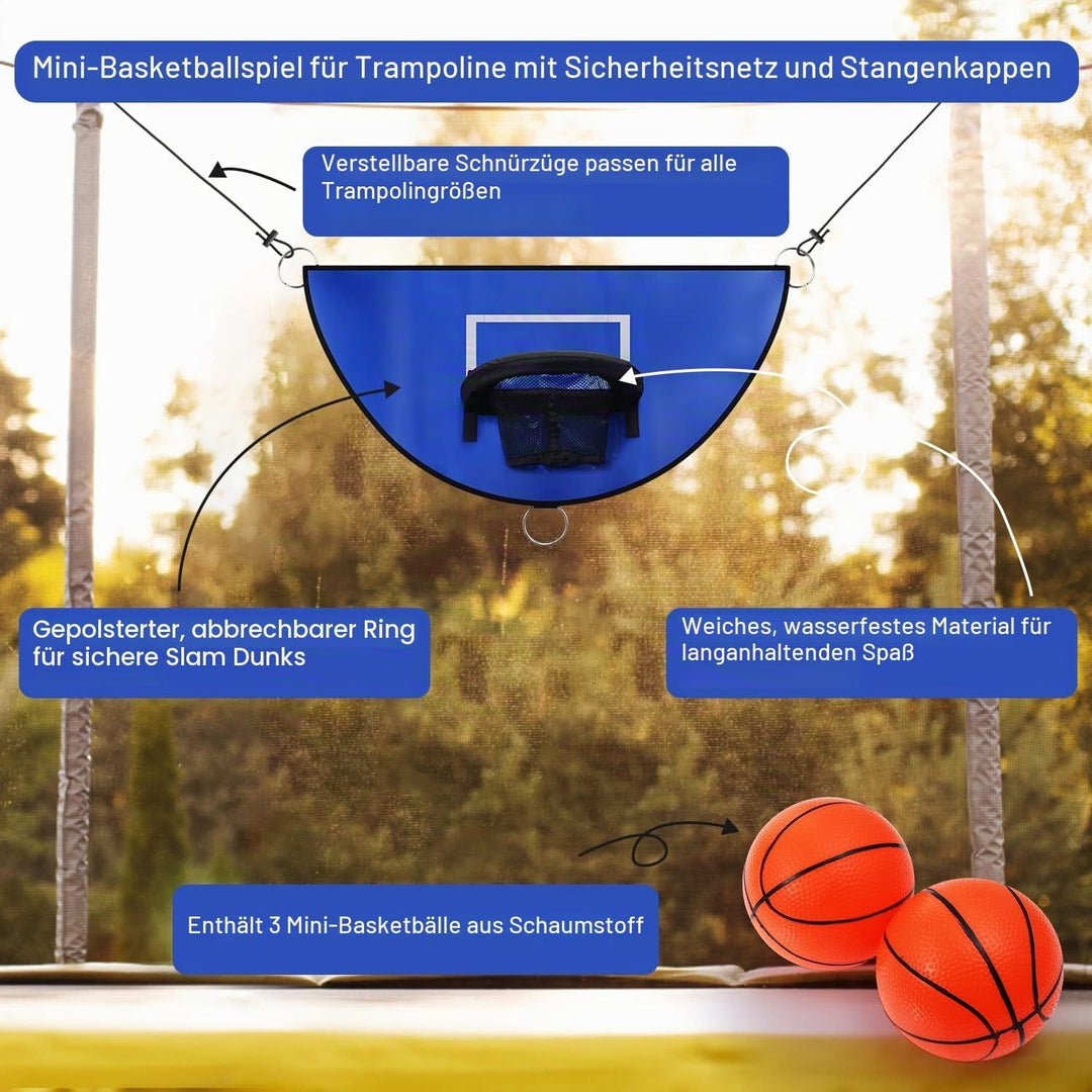 Trampolin Basketballkorb, Abreissrand zum Eintauchen TrampolinBasketballaufsatz mit Mini Basketbälle