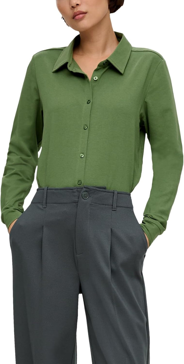 s.Oliver Damen Hemdbluse aus Jersey, 32 Gr&#xFC;n