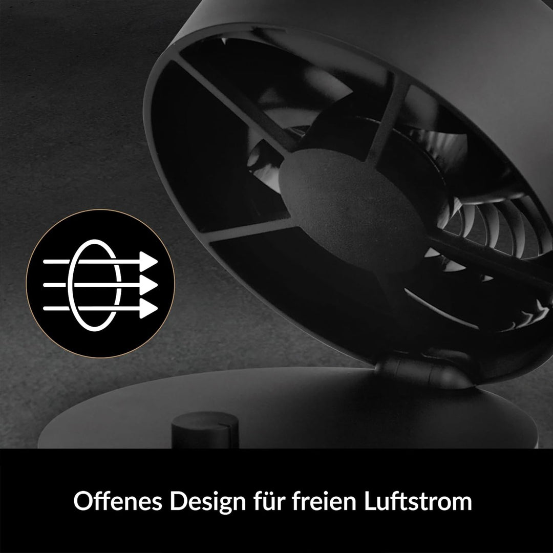 ARCTIC Summair Plus - Zusammenklappbarer Tischventilator mit integriertem Akku, USB-C Anschluss (ink