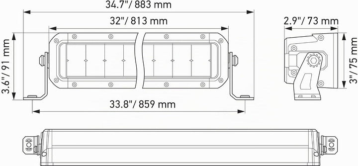HELLA 1GJ 358 197-411 LED-Arbeitsscheinwerfer - Black Magic Double Row Lightbar 30" - 12/24V - doppe
