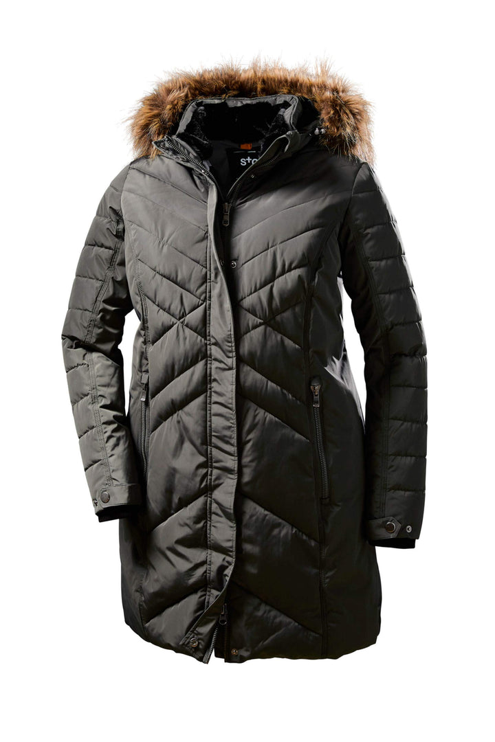 STOY Damen Wmn Quilted Prk D Parka In Daunenoptik Mit Abzippbarer Kapuze 52 anthrazit, 52 anthrazit