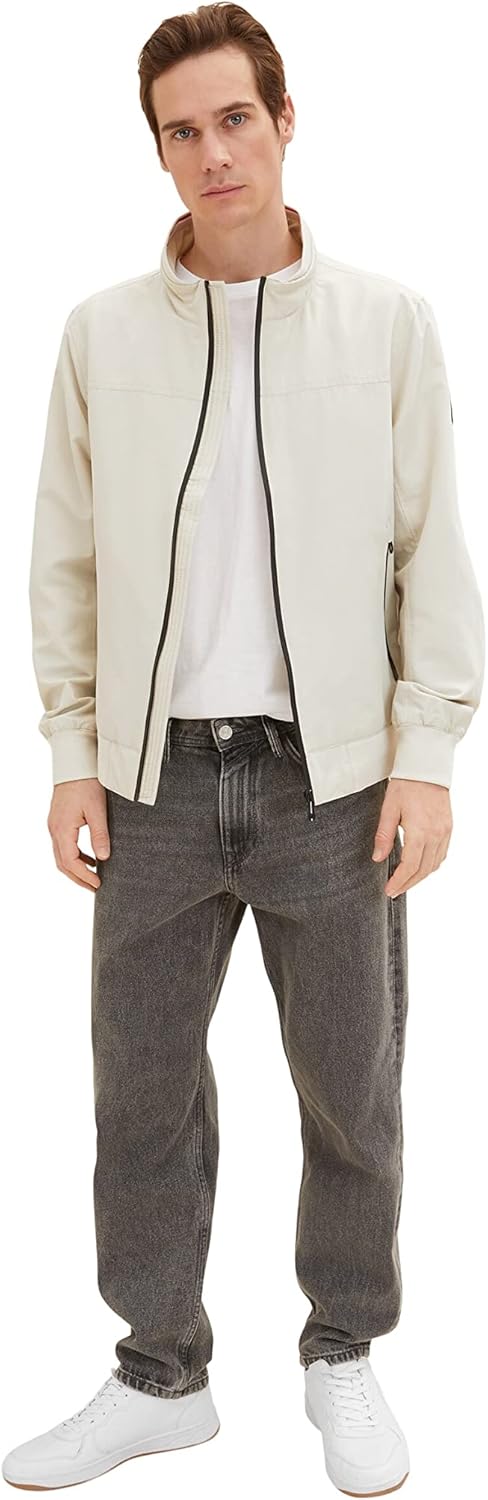 TOM TAILOR Herren Blouson Jacke mit Stehkragen L 26199 - Beige Alfalfa, L 26199 - Beige Alfalfa