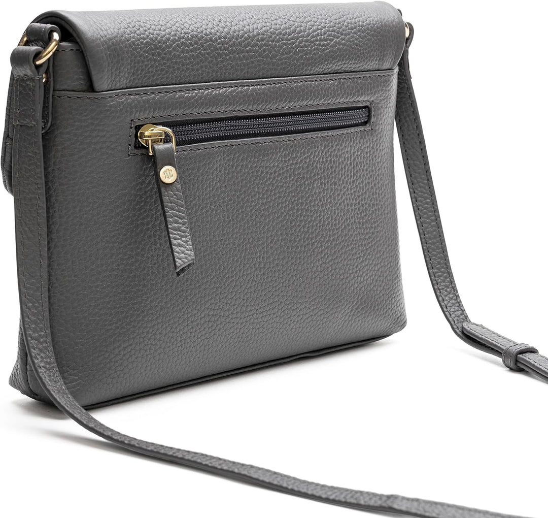 Lazarotti Bologna Leder Umhängetasche Damen | verstellbarer Schulterriemen | mittelgrosse Crossbody