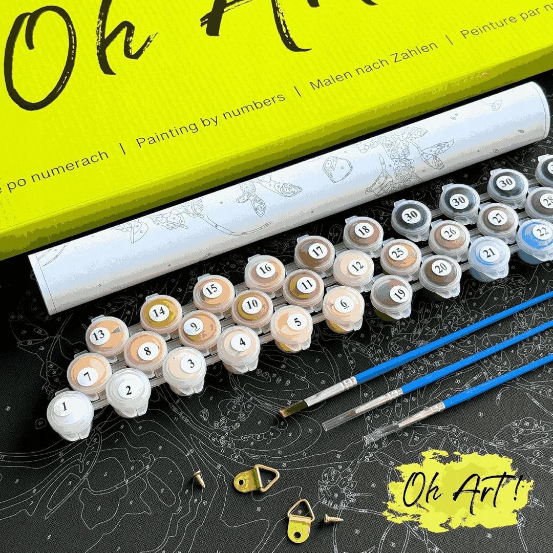Oh Art! Malen Nach Zahlen Erwachsene Paint By Numbers Adult Set Mit 3 Pinseln Acrylfarben Und Leinwa