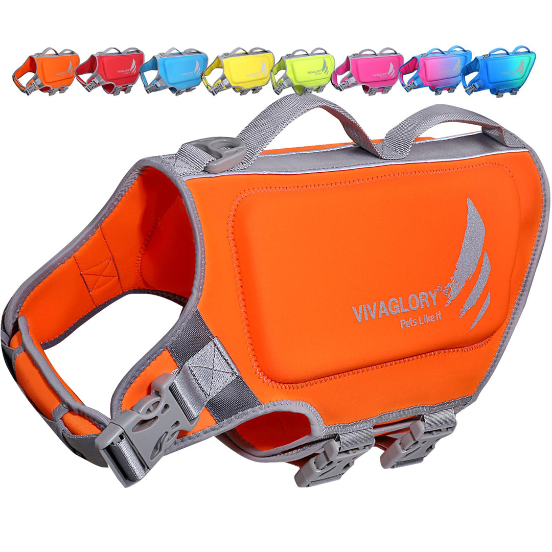 VIVAGLORY Hunde Schwimmweste High Buoyancy Hundeschwimmweste, XL, Orange | Rettungswesten Hunde-Schw