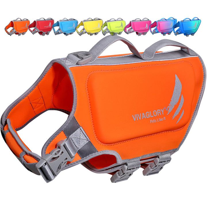 VIVAGLORY Hunde Schwimmweste High Buoyancy Hundeschwimmweste, XL, Orange | Rettungswesten Hunde-Schw