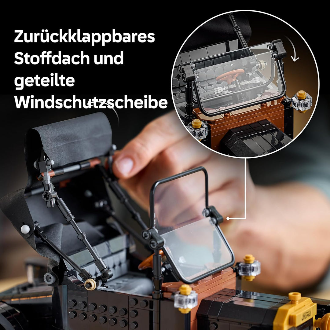 LEGO Icons Ford Model T - Retro Auto Modellbau für Erwachsene - Sammler Ausstellungsset mit Stofffal