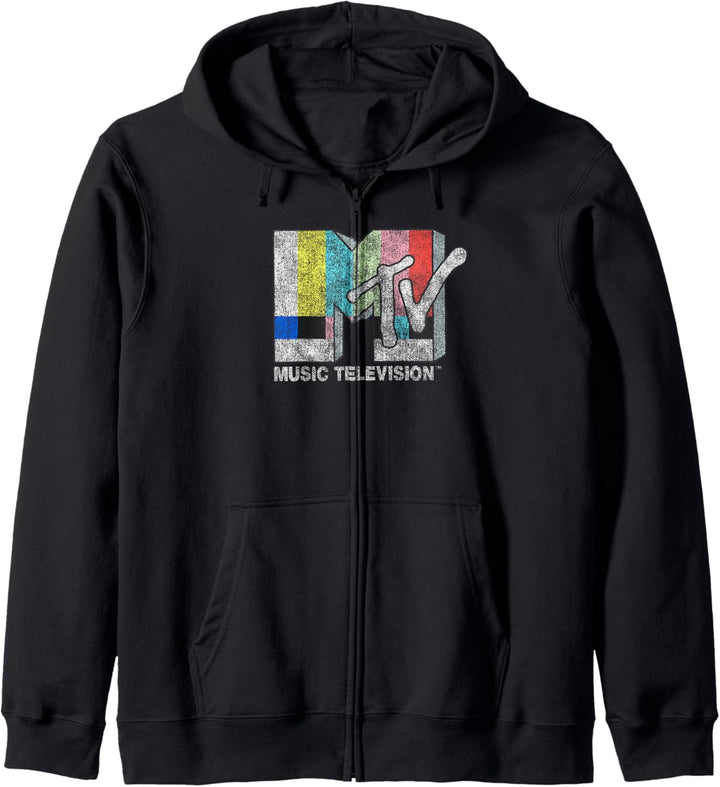 MTV Music Television Pastel Glitch Screen MTV Logo Kapuzenjacke
