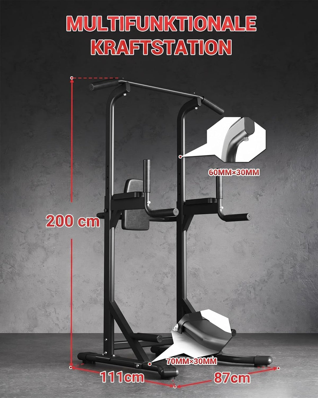 Garvee Power Tower Klimmzug- Und Dip-Station Für Heimfitness – 450 kg Belastbarkeit, Höhenverstellba