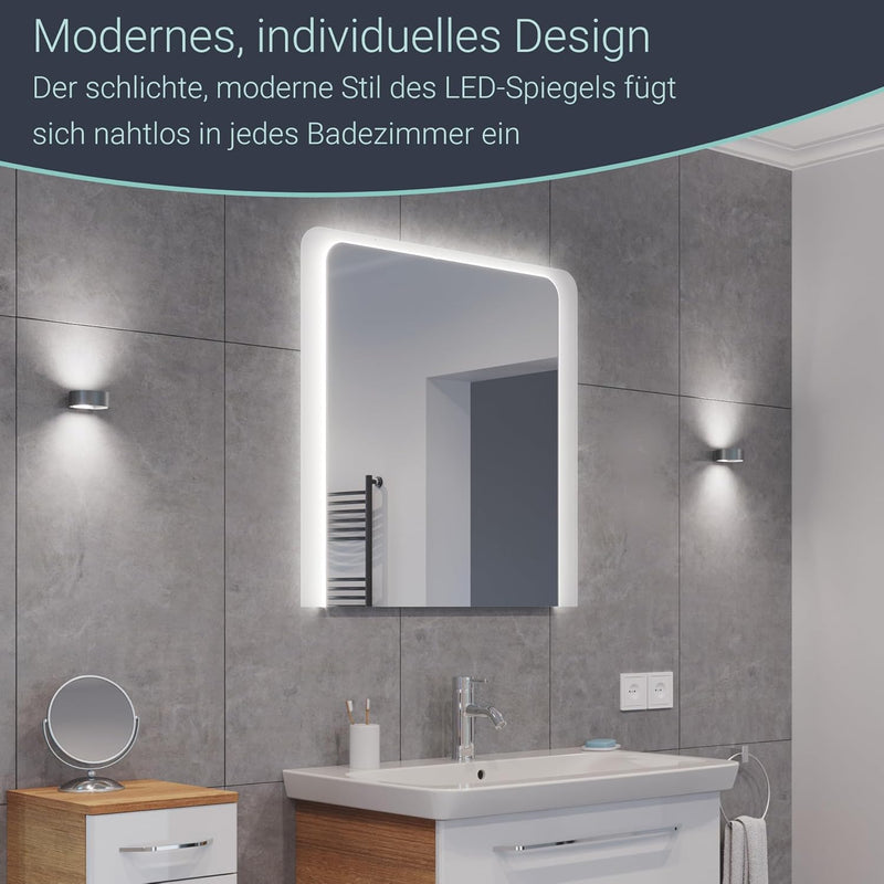 FACKELMANN LED Spiegel Milano 80 / Wandspiegel mit Design-LED-Beleuchtung/Masse (B x H x T): ca. 80