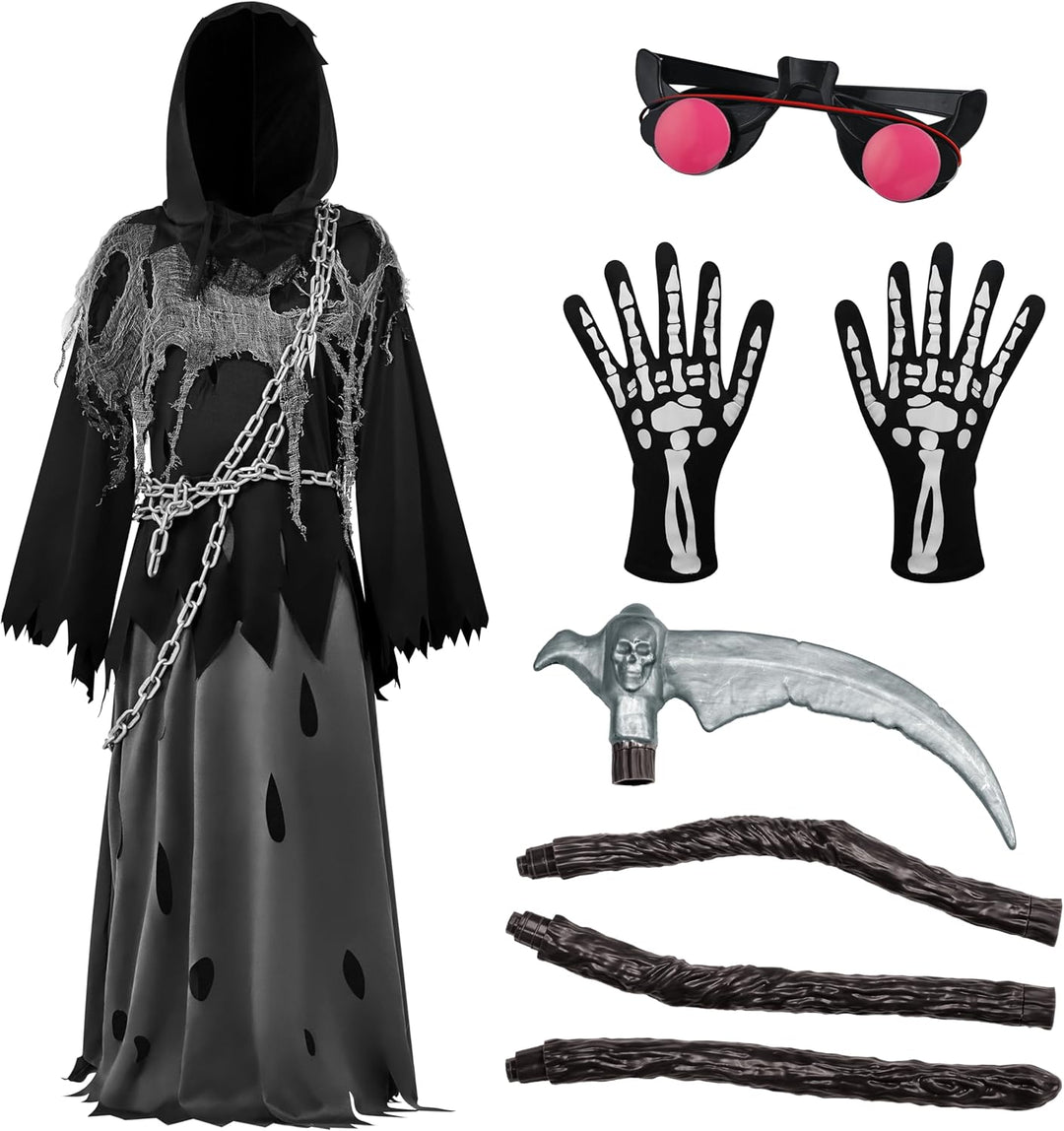 Spooktacular Creations Sensenmann Kostüm für Kinder Sensenmann Halloween Kostüm Jungen Grim Reaper B