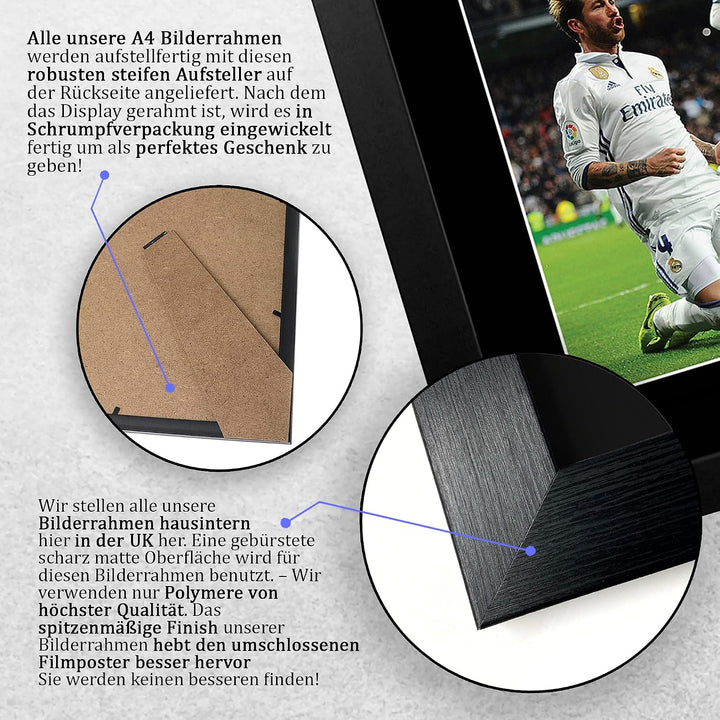 HWC Trading Sergio Ramos A4 Gerahmte Signiert Gedruckt Autogramme Bild Druck-Fotoanzeige Geschenk Fü