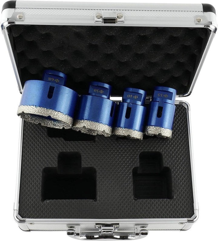 PRODIAMANT Diamantbohrer Set Fliese Feinsteinzeug trocken 4-teilig 35 mm, 40 mm, 50 mm, 68 mm x M14