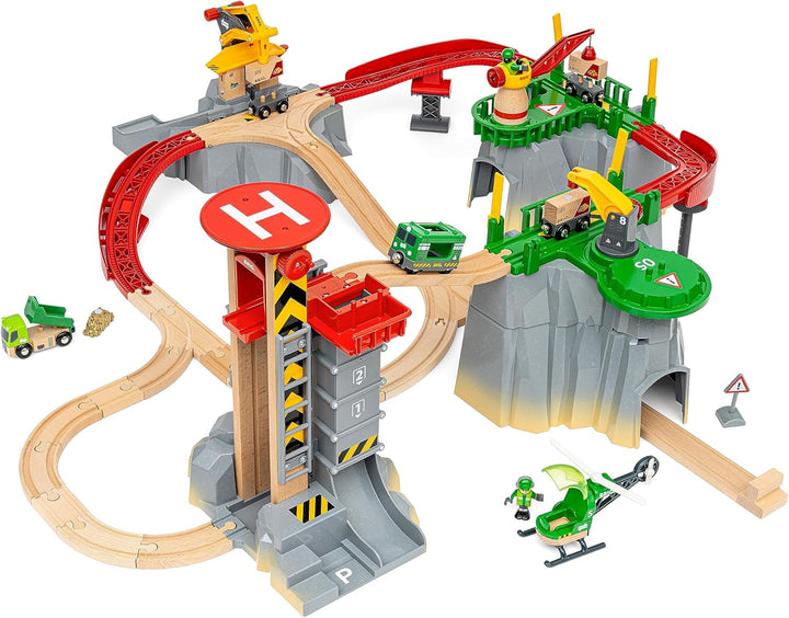BRIO World 36010 Gebirgs-Frachten Set Deluxe - Eisenbahn-Spass auf Mehreren Ebenen mit viel Zubehör