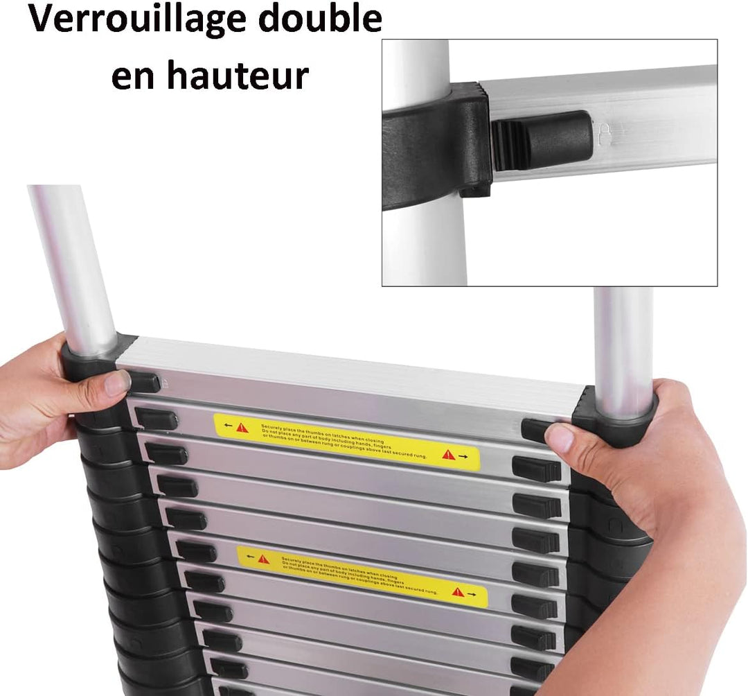 Teleskopleiter 6.2m mit Haken, Alu Klappleiter Ausziehbar Rutschfester Lange Mehrzweckleiter für Dac