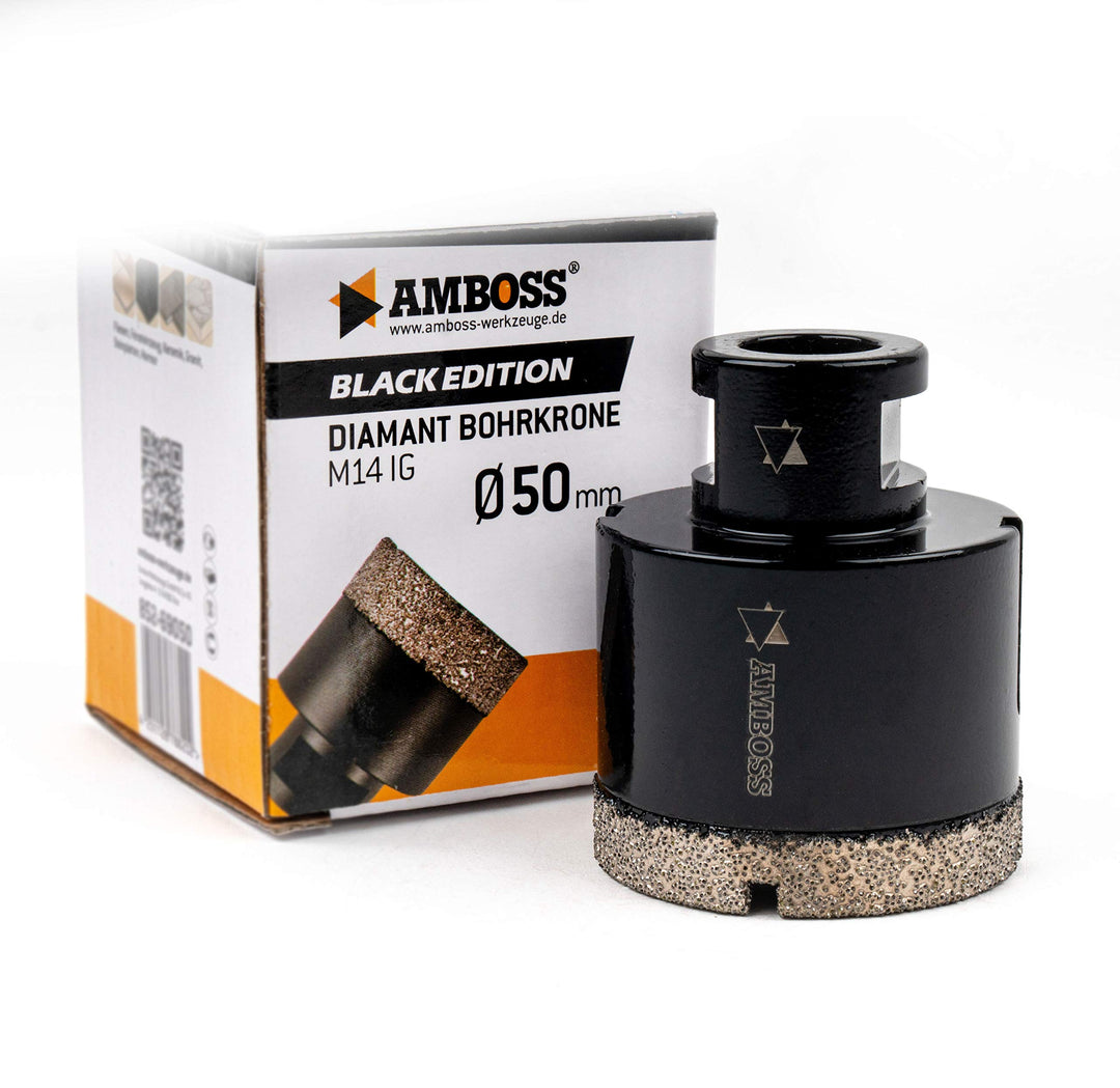 Amboss - Diamant Bohrkrone 50 mm (M14) für Winkelschleifer | Geeignet für Feinsteinzeug, harte Flies