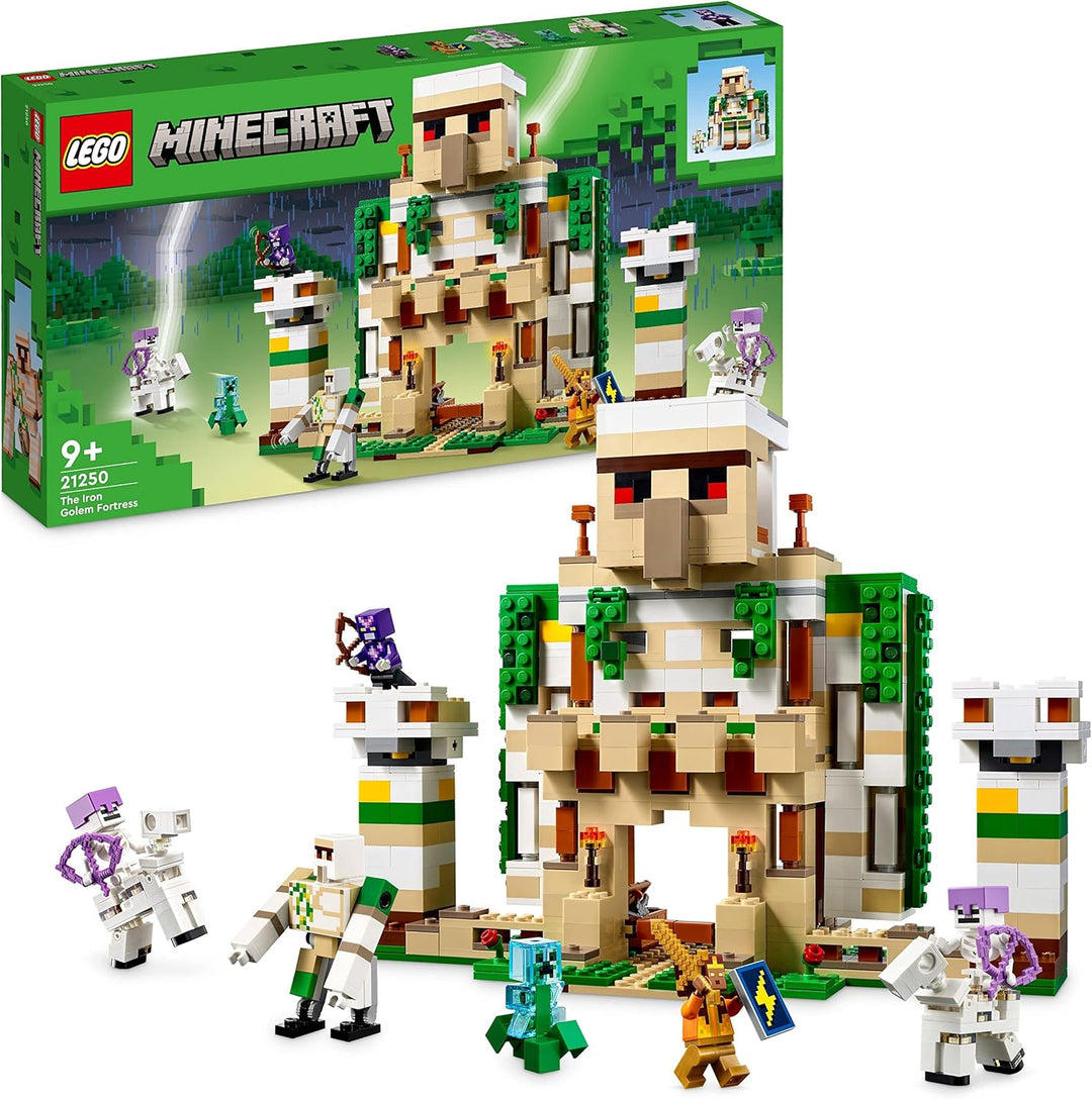 LEGO 21250 Minecraft Die Eisengolem-Festung, baubares Burg-Spielzeug, verwandelbar in eine grosse Fi