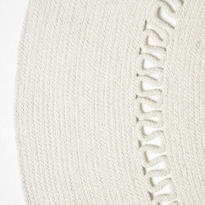 Homescapes Natur-farbener Teppich, rund, 120 cm, gehäkelter Teppich/Vorleger aus Baumwolle im Retro-