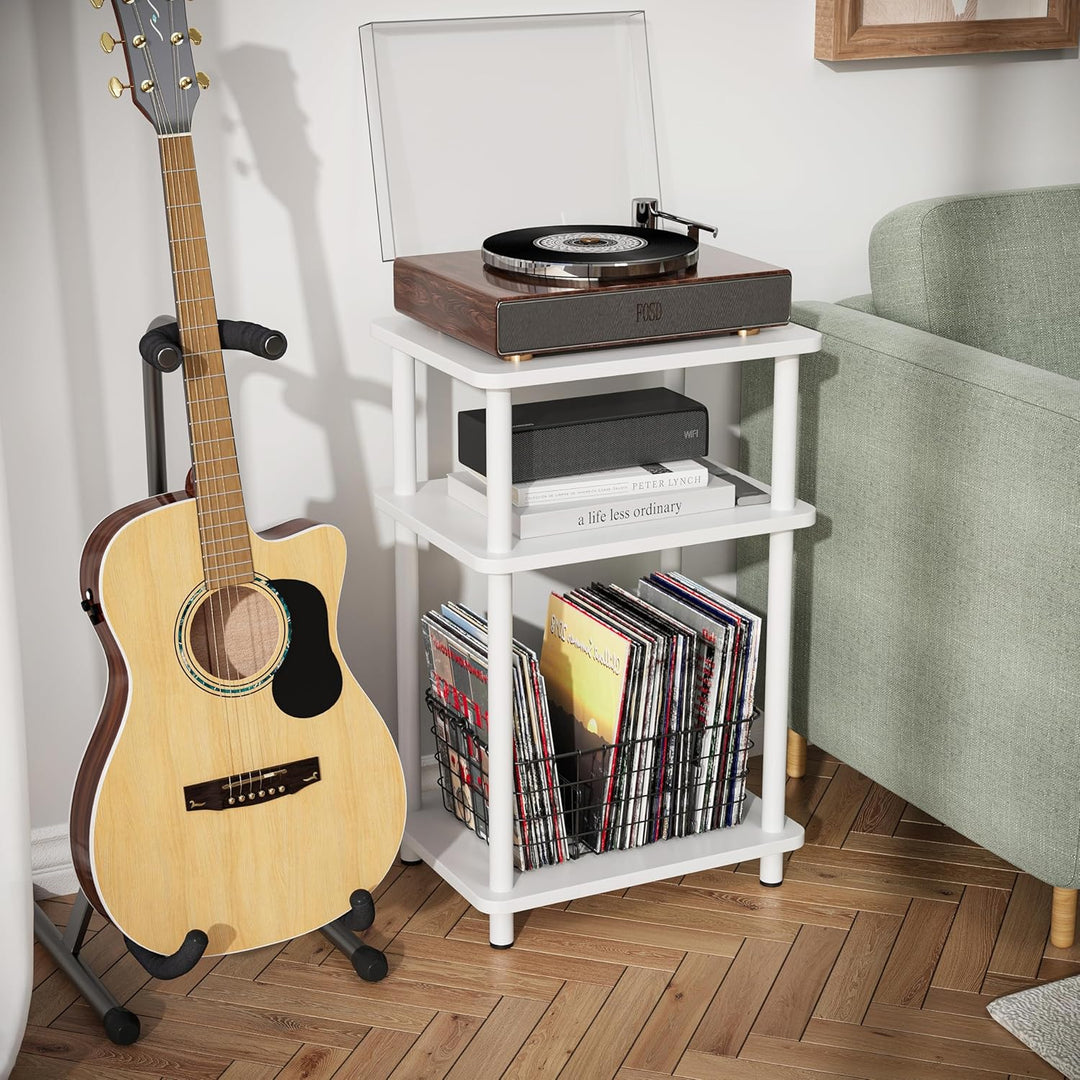 APICIZON 3 Tier Beistelltisch Schmal, Nachttisch Holz, Tisch Klein, 40x30x61.5cm, Kleiner Beistellti