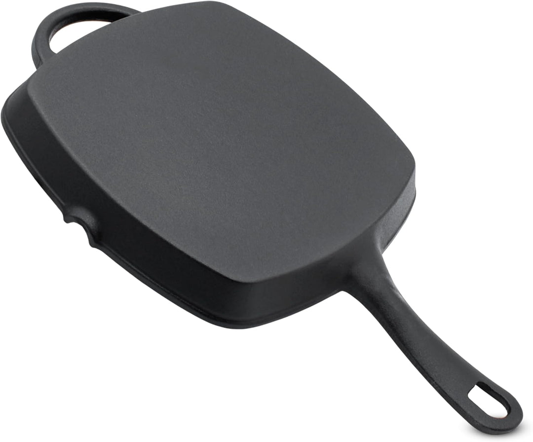 Spetebo Gusseisen Pfanne 26 cm - Gusspfanne mit Griff eckig - Grill Pfanne Bratpfanne Induktion Serv