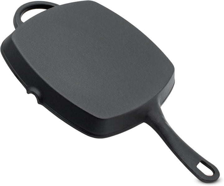 Spetebo Gusseisen Pfanne 26 cm - Gusspfanne mit Griff eckig - Grill Pfanne Bratpfanne Induktion Serv
