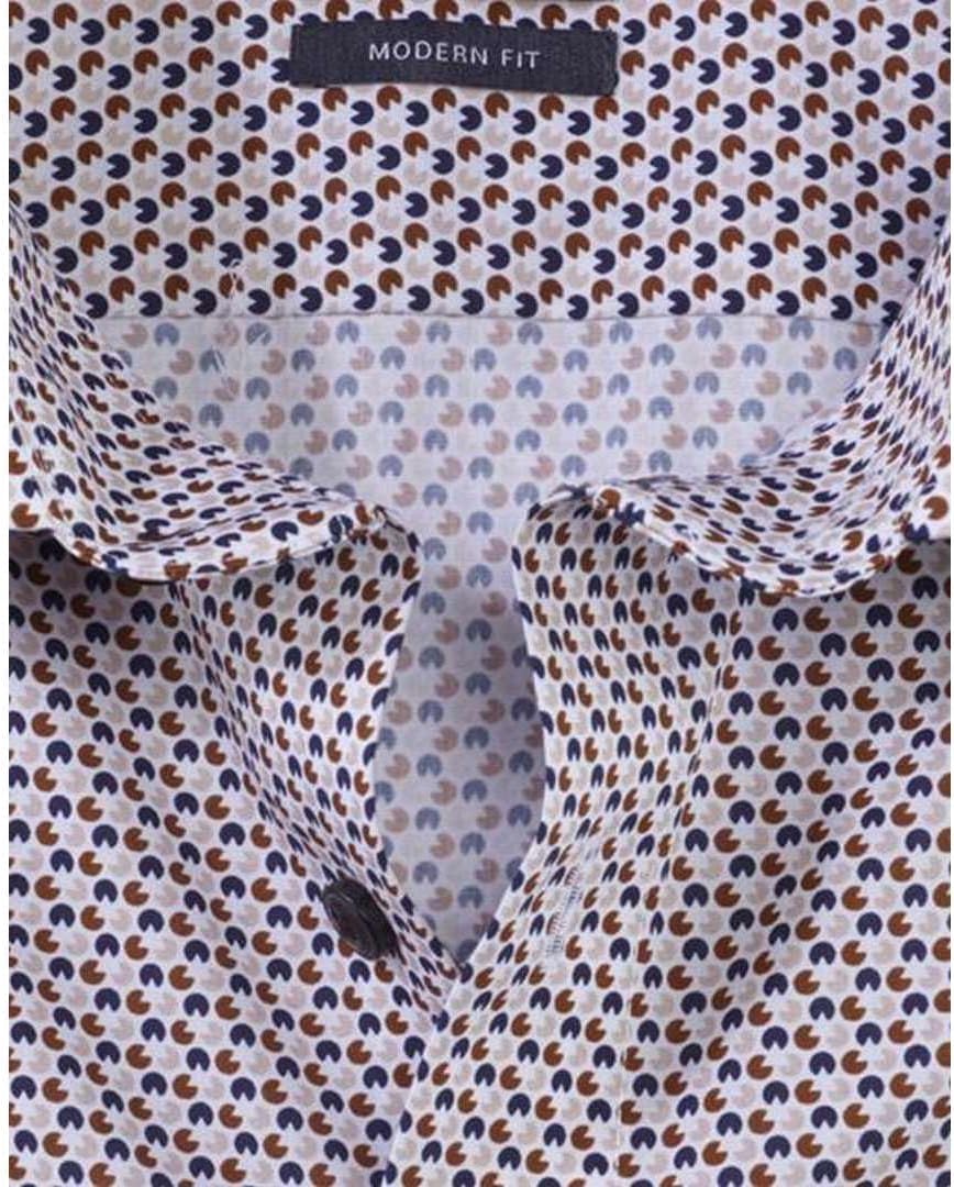 OLYMP Herren Businesshemd Langarm Luxor,Rotationsdruck,modern fit,Global Kent 38 Braun 28, 38 Braun